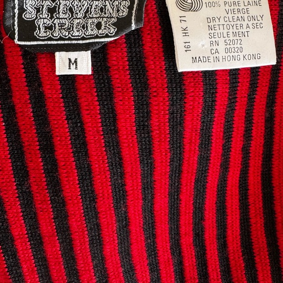 Vintage Black and Red Textured Stripe Sweater by Stevens Creek - Picture 6 of 7
